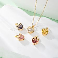 Modern Style Sweet Heart Shape Stainless Steel Plating Inlay Zircon 18K Gold Plated Gold Plated Pendant Necklace