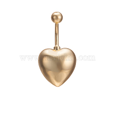 Piercing Jewelry Real 18K Gold Plated Brass Heart Navel Ring Belly Rings