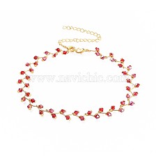 Glass Beads Choker Necklaces, with Brass Lobster Claw Clasps and Iron Twisted Chains