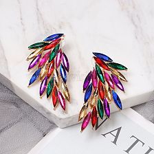  Feather Diamond Wings Color Stud Earrings