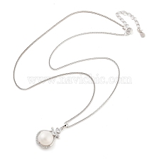 925 Sterling Silver Necklaces, Pearl and Cubic Zirconia Necklaces, Round