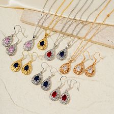 French Vintage Colorful Teardrop Fashion Jewelry Set