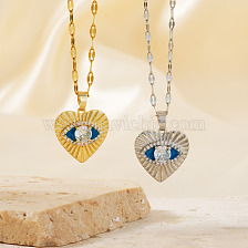 Chic Minimalist Devil Eye Heart Pendant Necklace for European and American Style.