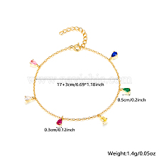 Colorful Drop Zircon Stone Bracelet, Simple and Versatile Jewelry