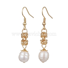 Oval Natural Pearl Dangle Earrings