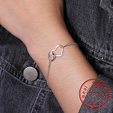 925 Sterling Silver Minimalist Couple Bracelet, Valentine's Day Gift