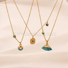 Fashion Geometric Titanium Steel Plating Turquoise Pendant Necklace 1 Piece