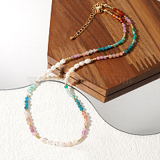 Bohemian Style Natural Stone Beaded Collar Necklace Pearl Unique Charm