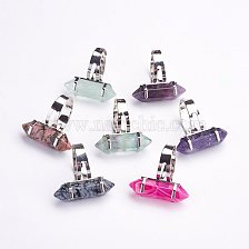 Natural Gemstone Finger Rings, with Iron Ring Finding, Platinum