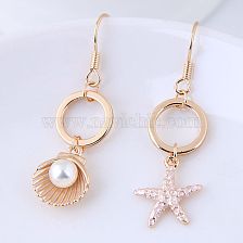 Boutique Korean Fashion Sweet Sea Shell Starfish Wild Asymmetric Personality Temperament Earrings Wholesale 