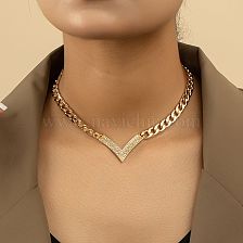 1 Piece Simple Style Geometric Alloy Plating Rhinestones Women'S Choker