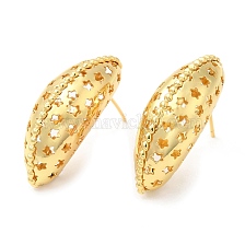 Rack Plating Brass Bean with Star Stud Earrings, Long-Lasting Plated, Cadmium Free & Lead Free