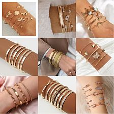 Casual Infinity Leaves Butterfly Stainless Steel Metal Plating Hollow Out Inlay Artificial Pearls Rhinestones Zircon White Gold Plated Gold Plated Silver Plated Unisex Bracelets Bangle