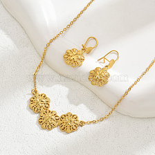 Gold-plated floral jewelry set with hollow design for elegant women.