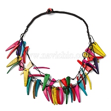 Dyed Natural Coconut Tusk Shape Beaded Multi-strand Necklaces, Bohemian Jewelry for Women