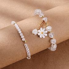 Korean Style Fresh All-Matching Creative Micro Glass Bead Painting Oil Flower Bracelet Set