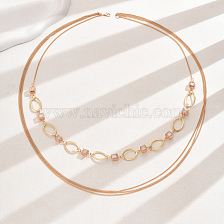 Elegant minimalist style multi-layered long necklace for women's banquet parties.