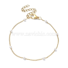 Glass Pearl Beaded Chain Bracelet, Ion Plating(IP) 316 Surgical Stainless Steel Jewelry