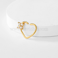 Fashionable minimalist copper heart-shaped nose ring for women daily wear.