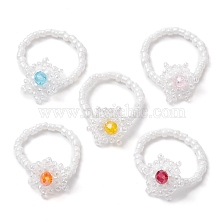 Snowflake Handmade Glass Seed Beads Stretch Rings for Women