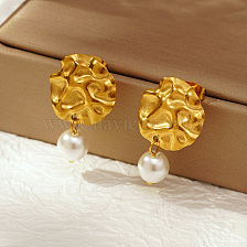 Fashionable Stainless Steel Earrings with Faux Pearl Pendant for Women