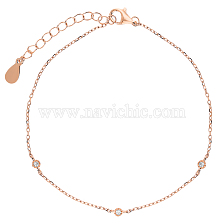 Fashionable S925 Silver Zircon Rose Gold Anklet, Simple and Versatile.