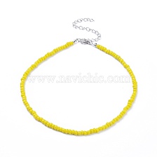 Glass Seed Beaded Necklaces, with Zinc Alloy Lobster Claw Clasps and Iron Twist Chains Extender