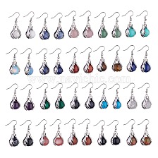 Gemstone Palm Dangle Earrings, Platinum Brass Jewelry for Women