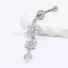 Shiny zircon flower belly button ring for ladies daily vacation wear.