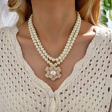 Fashion Flower Alloy Pearl Beaded Women'S Necklace 1 Piece