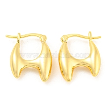 Rack Plating Brass Initial Letter H Hoop Earrings, Long-Lasting Plated, Lead Free & Cadmium Free