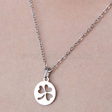 201 Stainless Steel Hollow Clover Pendant Necklace