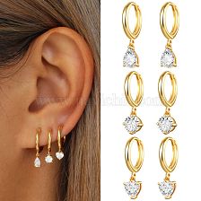 Elegant Heart Shape Alloy Plating Zircon Drop Earrings 1 Pair