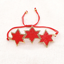 Friendship Star Loom Pattern Seed Beads Bracelets for Women, Adjustable Nylon Cord Braided Bead Bracelets