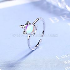 Fashion Unicorn Copper Inlay Artificial Gemstones Rings 1 Piece