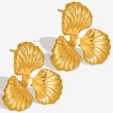 304 Stainless Steel European and American Geometric Flower Earrings 18K Gold