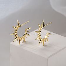  Style Copper Plating 18K Gold Star C-shaped Earrings