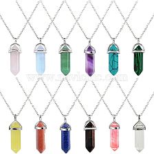 Fashion Hexagon Prism Stone Plating Pendant Necklace 1 Piece