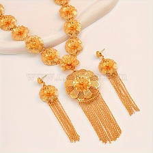 Elegant Gold-plated Alloy Necklace Earrings Set for Middle Eastern Bride