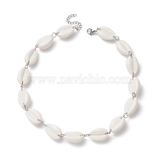 Acrylic Shell Bead Link Necklaces for Women, with 304 Stainless Steel Lobster Claw Clasp