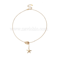 304 Stainless Steel Shell with Star Pendant Lariat Necklace for Women