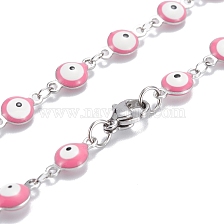 304 Stainless Steel Jewelry Sets, Link Bracelets & Necklaces, with Enamel, Evil Eye