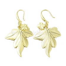 Rack Plating Brass Leaf  & Clover Dnagle Earrings, Long-Lasting Plated