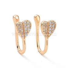 Clear Cubic Zirconia Heart Cuff Earrings, Brass Non-piercing Jewelry for Women