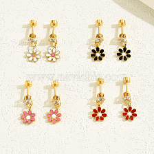 Fashionable Casual Commuter Colorful Sunflower Earrings Set with Zircon Stones