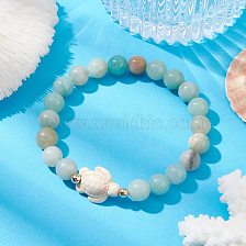 Natural Flower Amazonite Beaded Stretch Bracelet