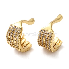 Leaf Shape Brass with Cubic Zirconia Cuff Earrings, Cadmium Free & Lead Free