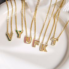 Simple Style Letter Copper Zircon Pendant Necklace In Bulk