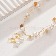 Elegant Gold-Plated Glass Bead and Natural Stone Necklace Earring Set