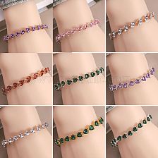 Glam Leaf Heart Shape Alloy Inlay Rhinestones Women'S Bracelets